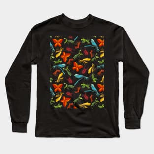 Colorful Insects Seamless Pattern Long Sleeve T-Shirt